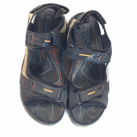 ECCO Offroad Men's Nubuck Walking Sandal Black Tan EU 45 US 11-11.5 - Picture 2 of 10